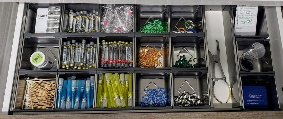 very clean and organized anesthetic drawer in Urbandale and Johnston dentist
